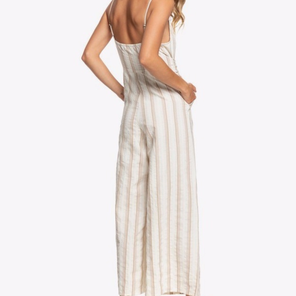 Roxy Wheel & Palms Wide Leg Jumpsuit Cream Stripe - Picture 3 of 14